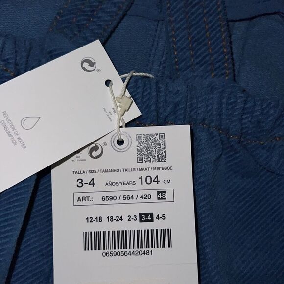 ZARA Kids | Blue | FINE WALED CORDUROY OVERALL DRESS - Picture 7 of 8